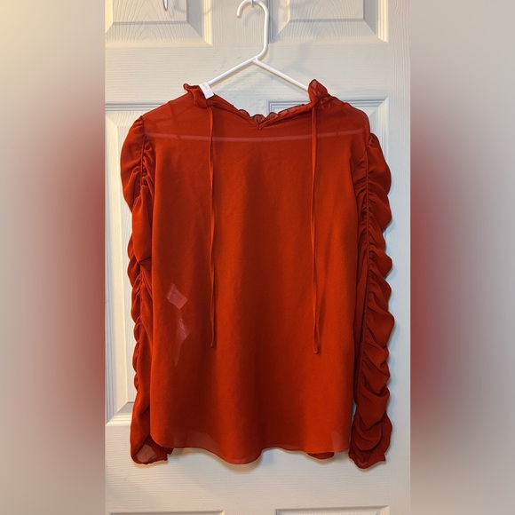 See By Chloe Ruched Long Sleeve Blouse in Earthy Red - Picture 12 of 16